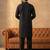 Men black viscose rayon solid straight pathani set