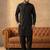 Men black viscose rayon solid straight pathani set