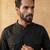 Men black viscose rayon solid straight pathani set