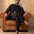 Men black viscose rayon solid straight pathani set