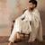 Men white chanderi silk woven design floral straight kurta sets