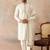 Men white chanderi silk woven design floral straight kurta sets