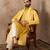 Men yellow chanderi silk woven design floral straight kurta sets