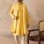Men yellow chanderi silk woven design floral straight kurta sets