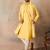 Men yellow chanderi silk woven design floral straight kurta sets