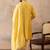 Men yellow chanderi silk woven design floral straight kurta sets