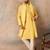Men yellow chanderi silk woven design floral straight kurta sets