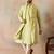 Men green chanderi silk woven design floral straight kurta sets