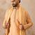 Men peach chanderi silk woven design floral straight kurta sets