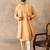 Men peach chanderi silk woven design floral straight kurta sets