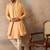 Men peach chanderi silk woven design floral straight kurta sets