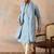Men blue chanderi silk woven design floral straight kurta sets