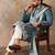 Men blue silk blend woven design floral straight kurta sets