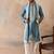 Men blue silk blend woven design floral straight kurta sets