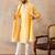 Men yellow silk blend woven design floral straight kurta sets