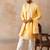 Men yellow silk blend woven design floral straight kurta sets
