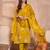 Women yellow viscose floral printed straight kurta sets