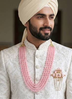   pearl beads dulha groom sherwani mala for   for wedding | layered mala | perfect for groom 6
