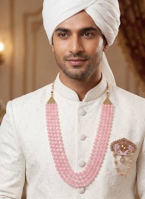   pearl beads dulha groom sherwani mala for   for wedding | layered mala | perfect for groom 6