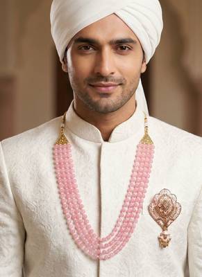   pearl beads dulha groom sherwani mala for   for wedding | layered mala | perfect for groom 6