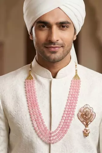   pearl beads dulha groom sherwani mala for   for wedding | layered mala | perfect for groom