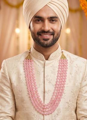   pearl beads dulha groom sherwani mala for   for wedding | layered mala | perfect for groom 5