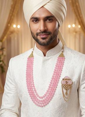   pearl beads dulha groom sherwani mala for   for wedding | layered mala | perfect for groom 6