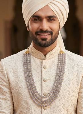  pearl beads dulha groom sherwani mala for   for wedding | layered mala | perfect for groom 5