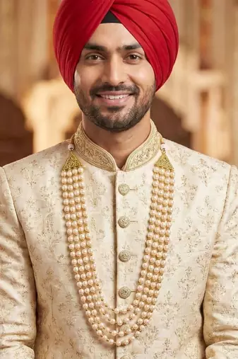   pearl beads dulha groom sherwani mala for   for wedding | layered mala | perfect for groom