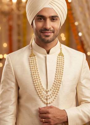   pearl beads dulha groom sherwani mala for   for wedding | layered mala | perfect for groom 5