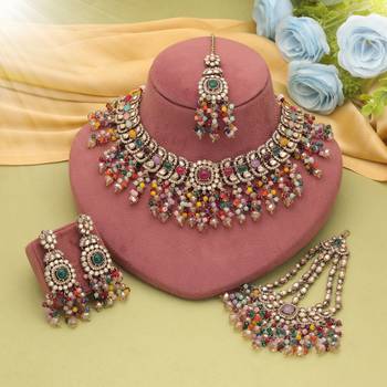 Multi color kundan necklace set 1