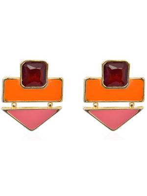 Crunchy Fashion Color Rush Orange Blush Earrings-Cfe0529 1