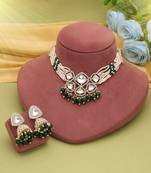 Green color choker kundan necklace set