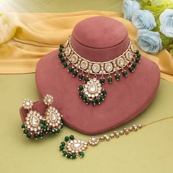 Green color kundan necklace set 1