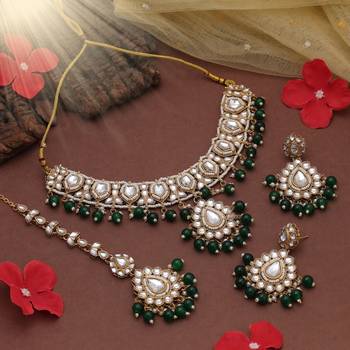 Green color kundan necklace set 2