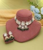 Green color choker kundan necklace set