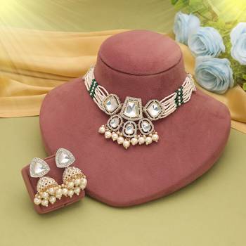 White color choker kundan necklace set 1