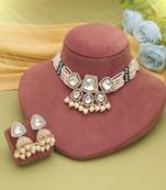 White color choker kundan necklace set
