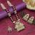 Maroon color long kundan necklace set