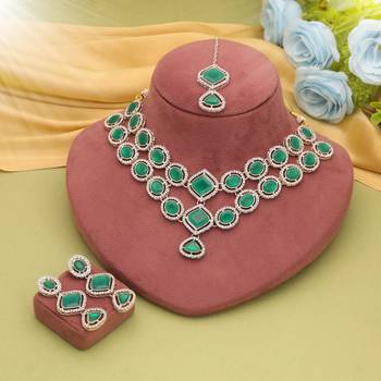 Green color kundan necklace set 1