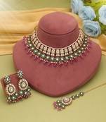 Light purple color kundan necklace set