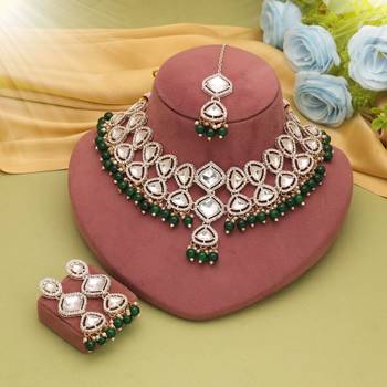 Green color kundan necklace set 2