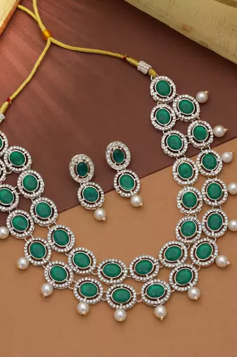 Green color kundan necklace set