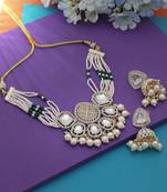 White color choker kundan necklace set