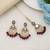 Maroon color kundan earrings tikka set