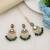 Green color kundan earrings tikka set