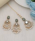 White color kundan earrings tikka set