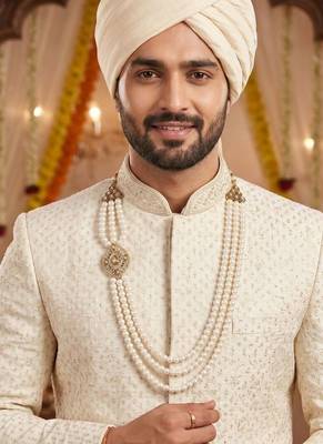   pearl beads dulha groom sherwani mala for   for wedding | layered mala | perfect for groom 5