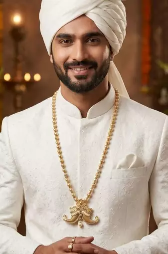   pearl beads dulha groom sherwani mala for   for wedding | layered mala | perfect for groom