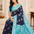 Neavy Blue-Sky Color Georgette Saree With Blouse